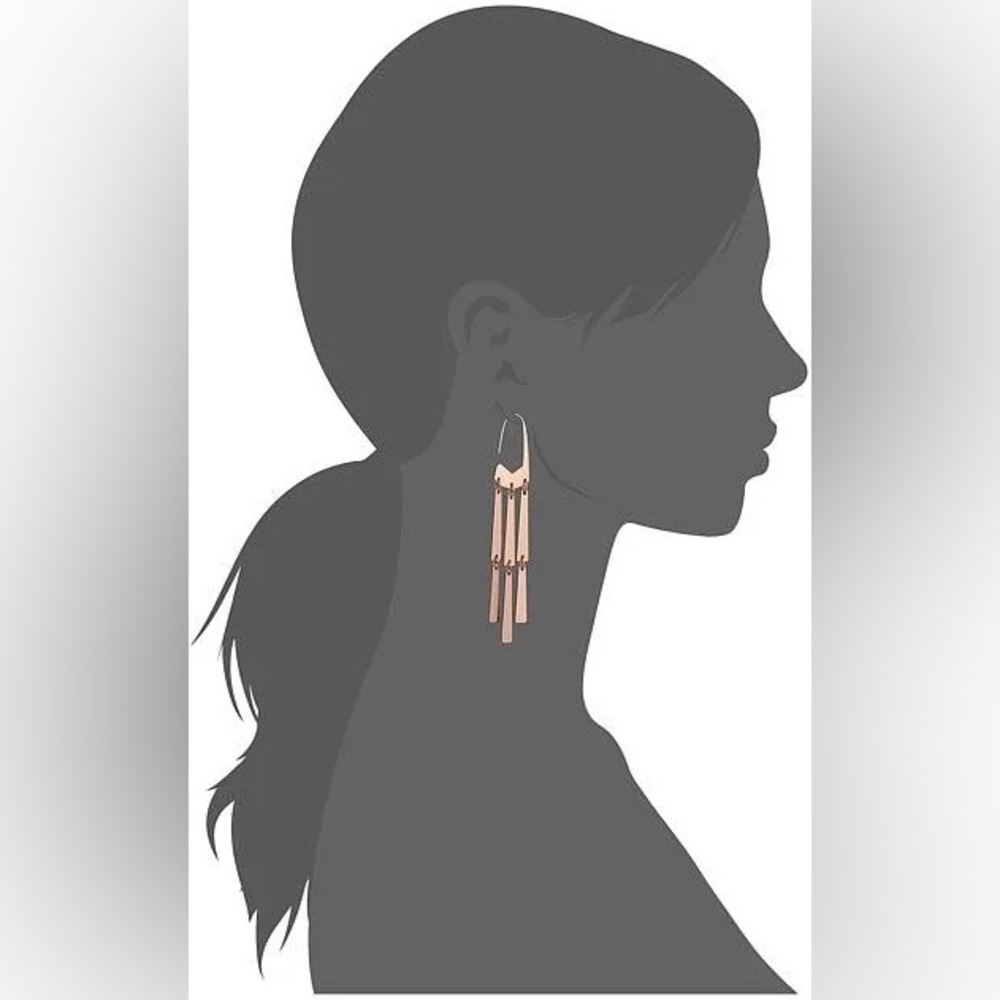 NWT Kendra Scott Mallie Architectural Statement Earrings Yellow Gold Plate - Picture 3 of 9